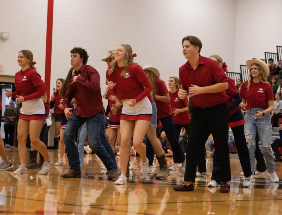 StuCo members danced at the end of the pep assembly.