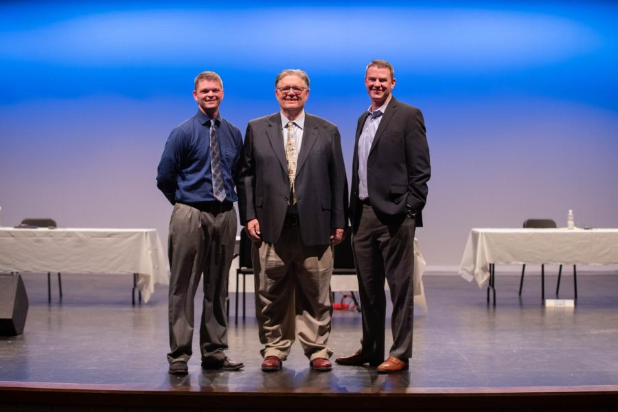 (left to right) David Biesenthal, David Lewis and Brad Welsh stand together following the town hall. Of the five WSD Board Candidates, they were the three who attended the event.