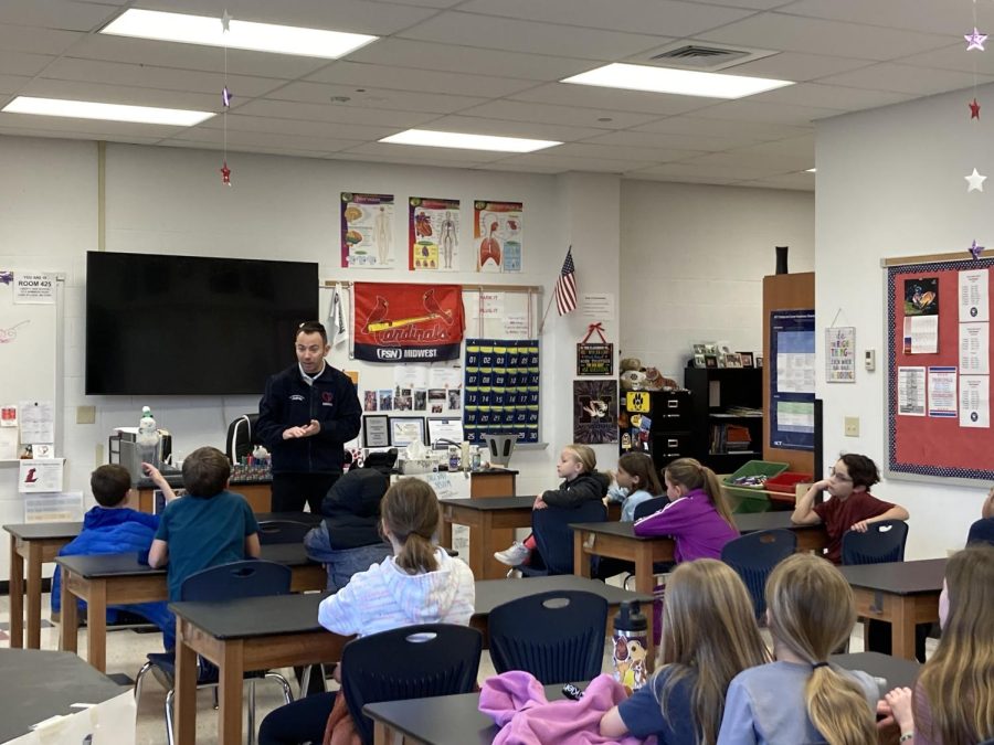 Director of Community Relations for St. Charles County Ambulance District, Kyle Gaines, came to speak to the students and answer medical questions before they got to tour the ambulance. 