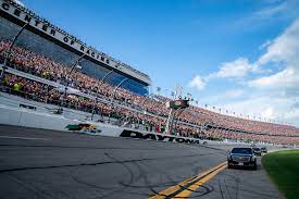 The frontstretch of the Daytona Superspeedway, where near 200 mph speeds can be reached.