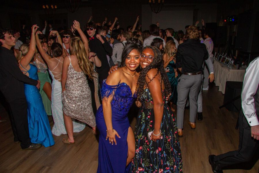 McKelvey Stepney and Madison Barnes take a moment for a photo on the dance floor. 