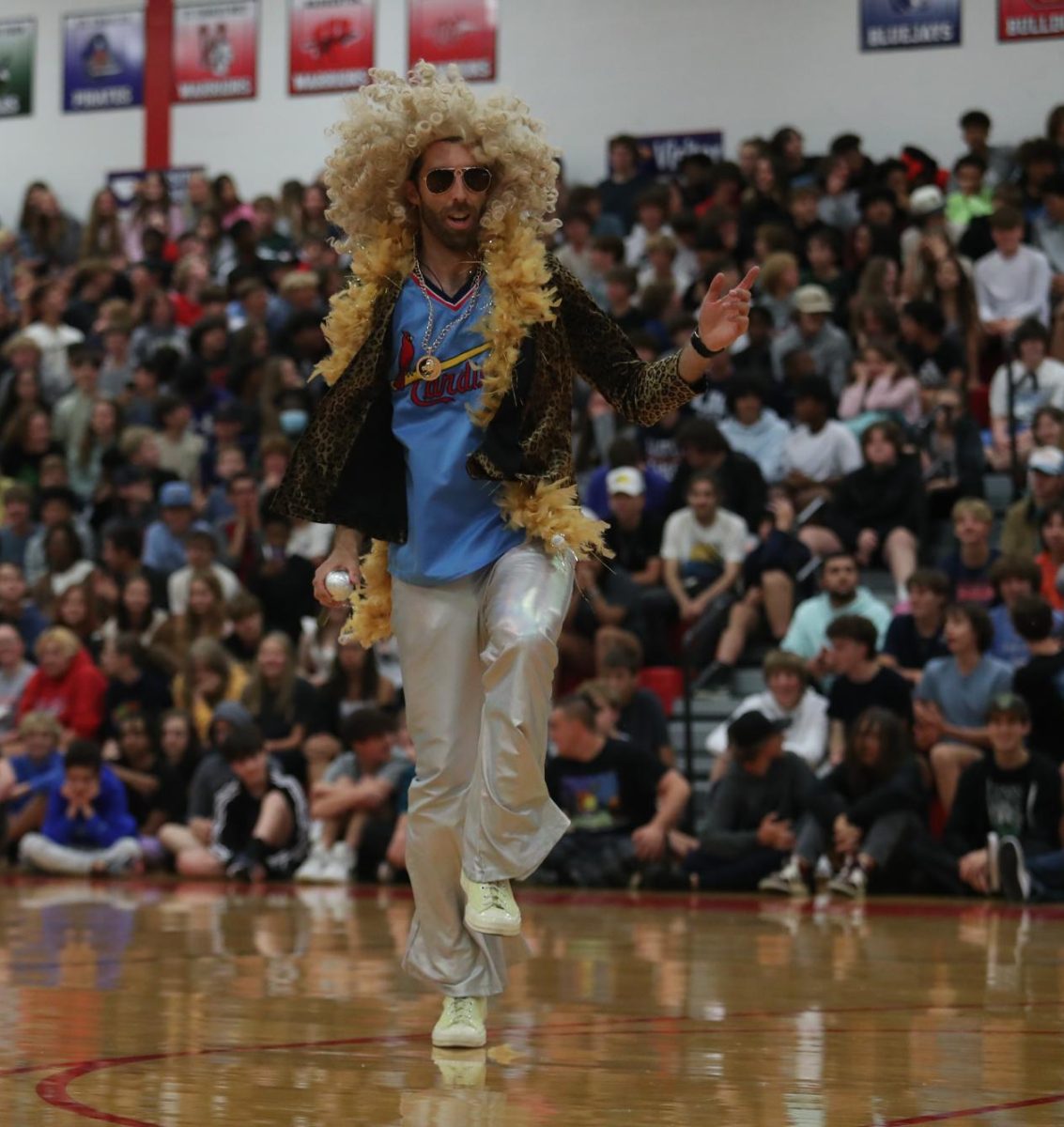 Mr. Hendricks performs “Gonna Make You Sweat” by C+C Music Factory at Homecoming Assembly.