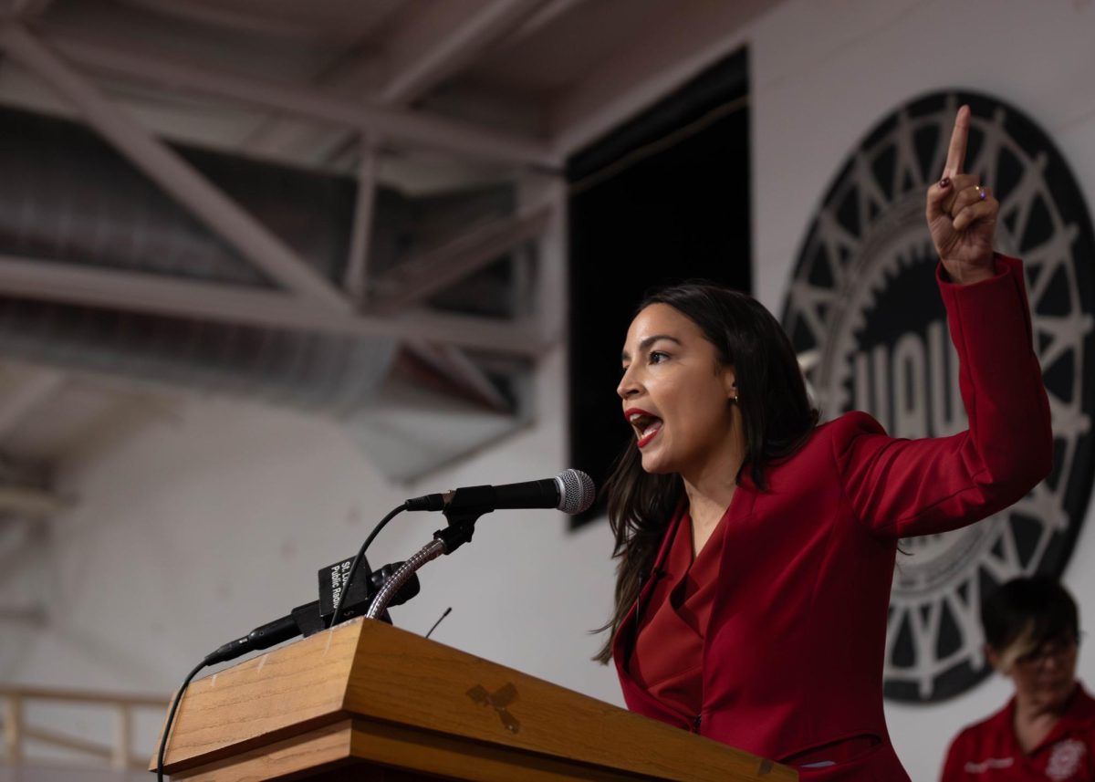 Alexandria Ocasio-Cortez, a US Representative from New York, visits Wentzville to support an autoworkers rally on Sept. 24. Ocasio-Cortez has family roots from Puerto Rico. 