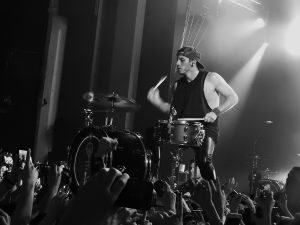 Twenty One Pilots drummer Josh Dun performs at a concert in London. 
(Drew de F Fawkes via Wikimedia Commons)
