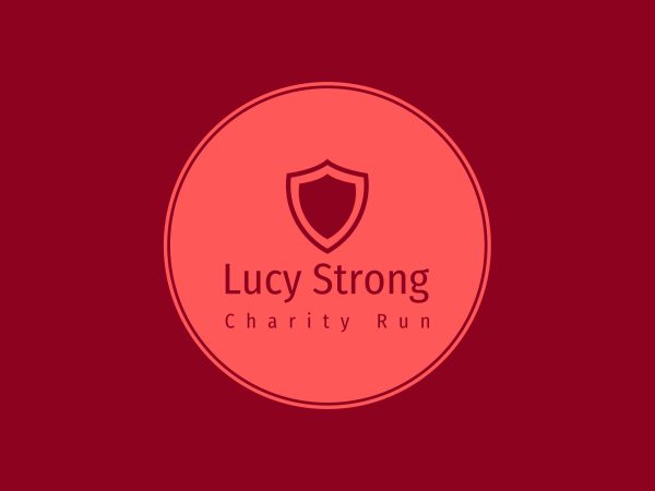 The Lucy Strong Charity Run promotion logo to spread awareness about the race.