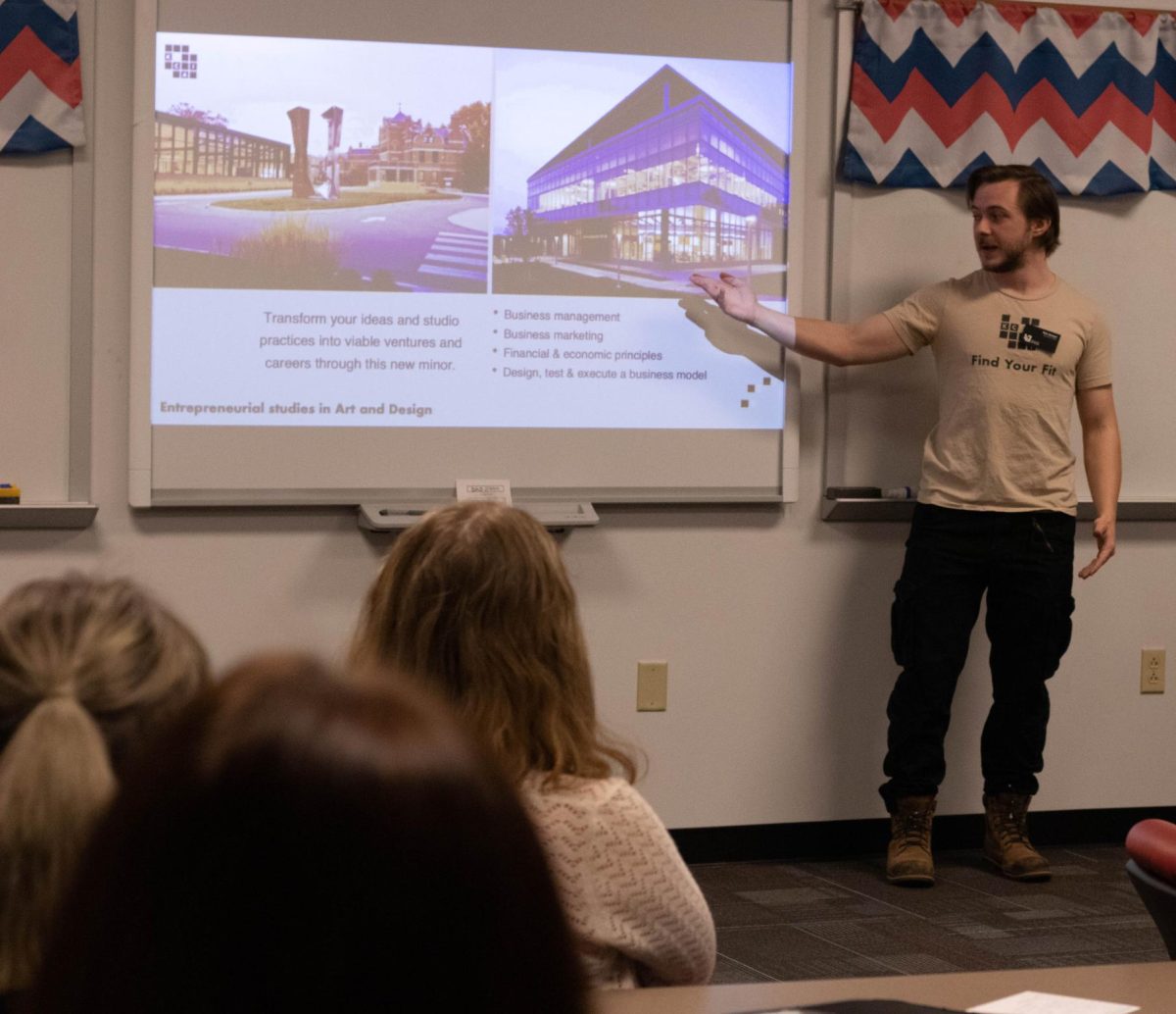 Nick Sparger, an admissions counselor, traveled to Liberty to teach about the Kansas City Art Institute