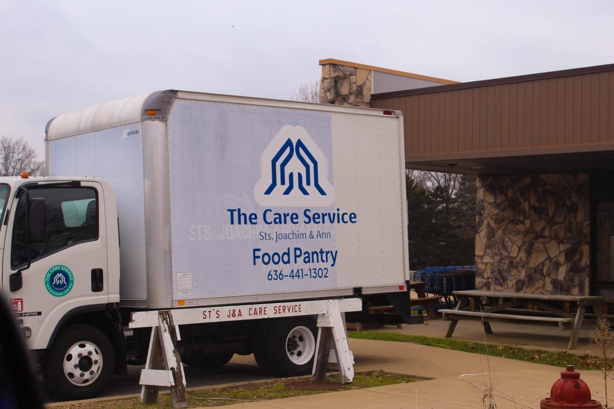 A truck provides food for the Sts. Joachim and Ann Care Service food pantry. 