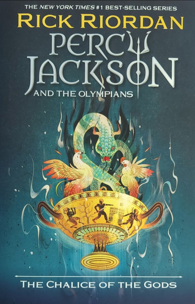 The beautifully illustrated cover of Chalice of the Gods by Rick Riordan. (provided by Miramax Books)
