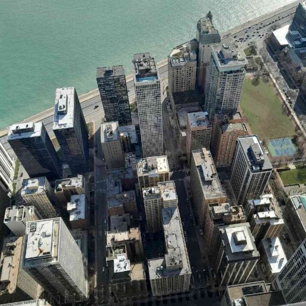 A picture of Chicago taken from the top of the Hancock Tower.