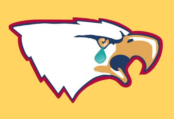 The Liberty Eagle mascot sheds a tear for our graduating seniors.