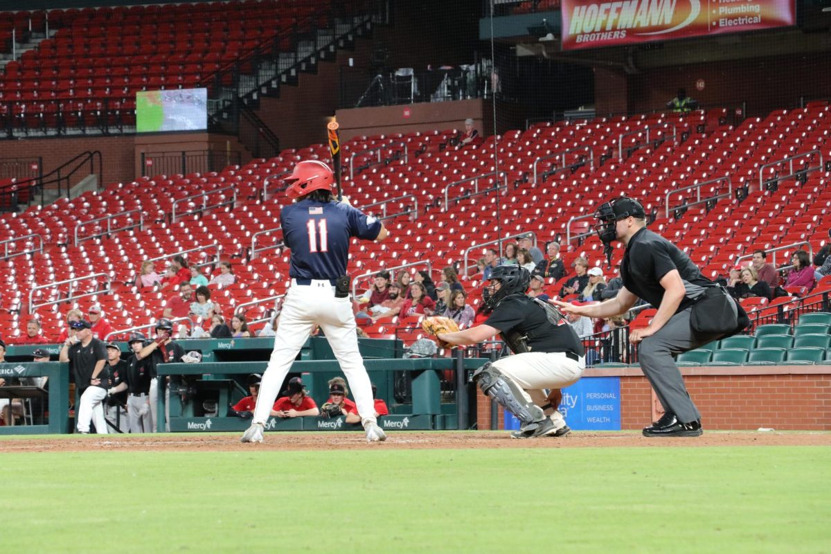 Javier Pasillas waits for the pitch at Busch Stadium against the Parkway Central. 