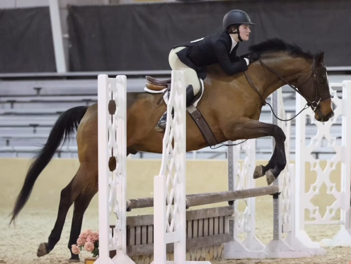 Senior Olivia Plotnitsky competes in equestrian action with her horse, Quinn. 