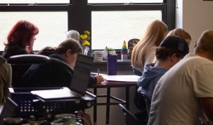 Students prepare diligently in class as they practice for their ACTs.