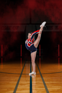 Freshman Morgan Sylvester does a needle pose for her first media day as a varsity athlete. 