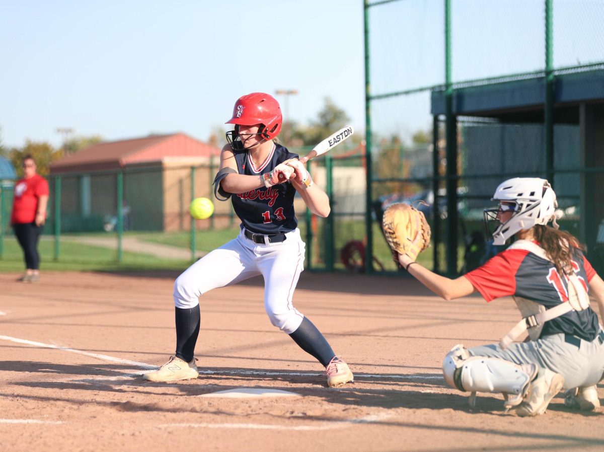 Baylie Roetemeyer (12) gets ready to swing her bat during home game against Parkway South.