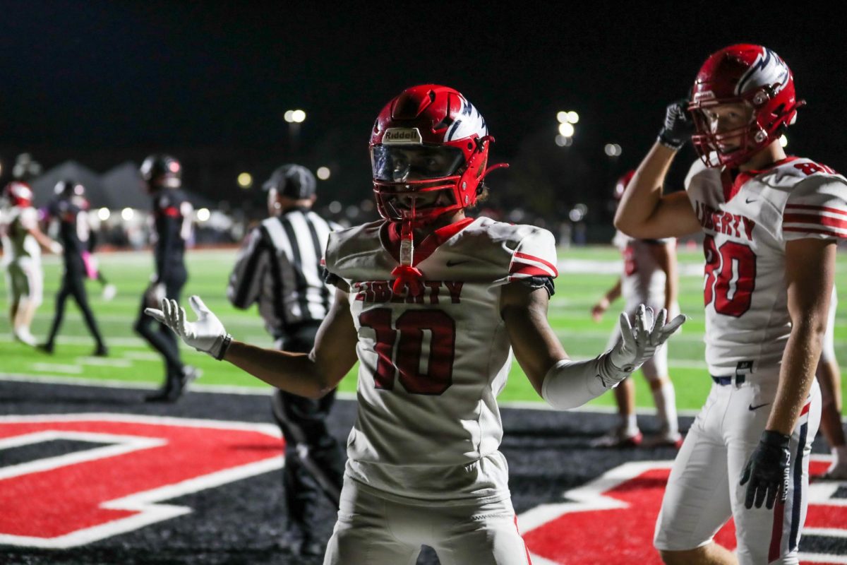 Jaylen Mack celebrates after scoring one of six touchdowns that night.