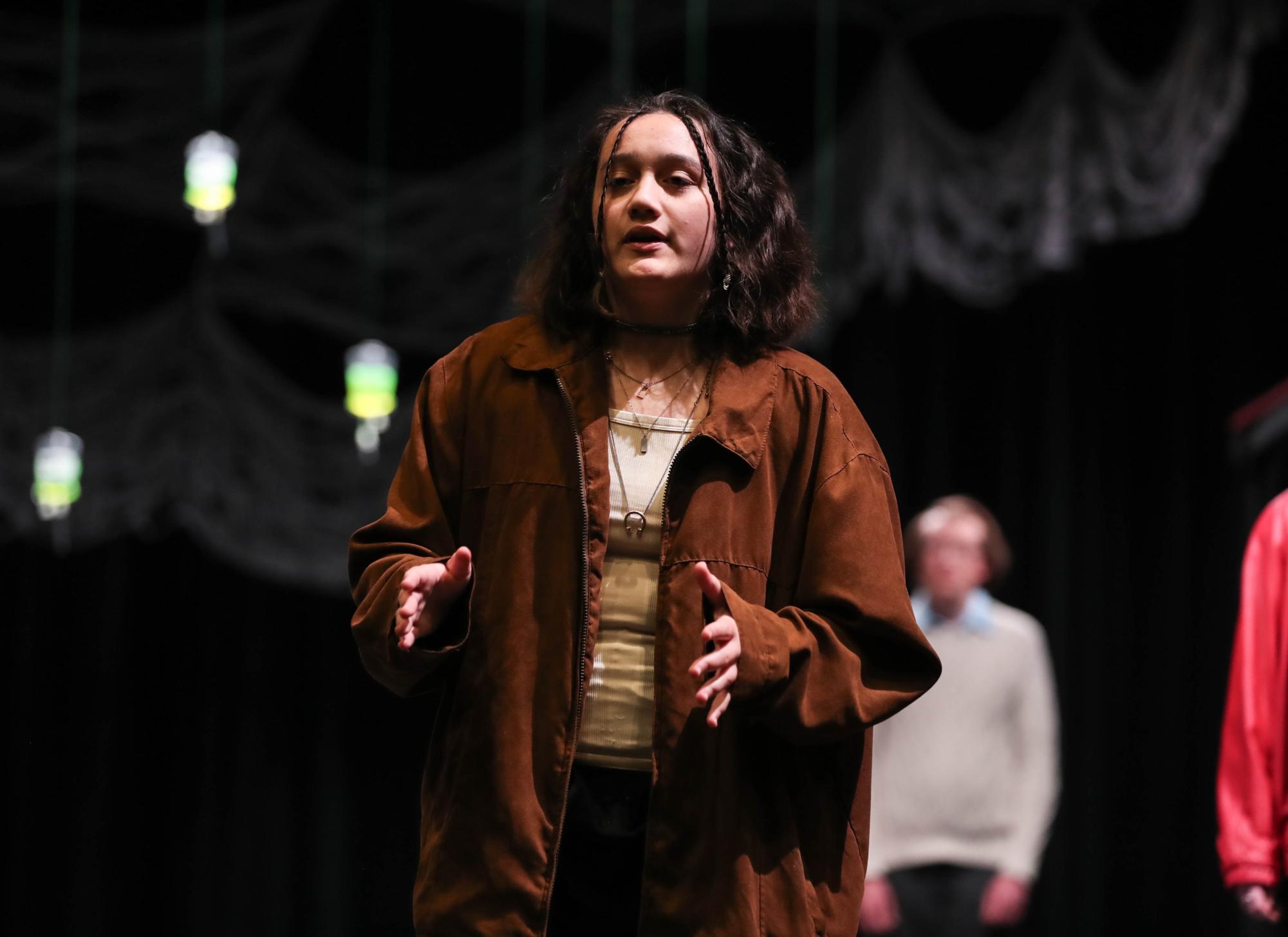 Gianna Bullock (9) on stage acting as Real Kenosha in the play "The Trap."