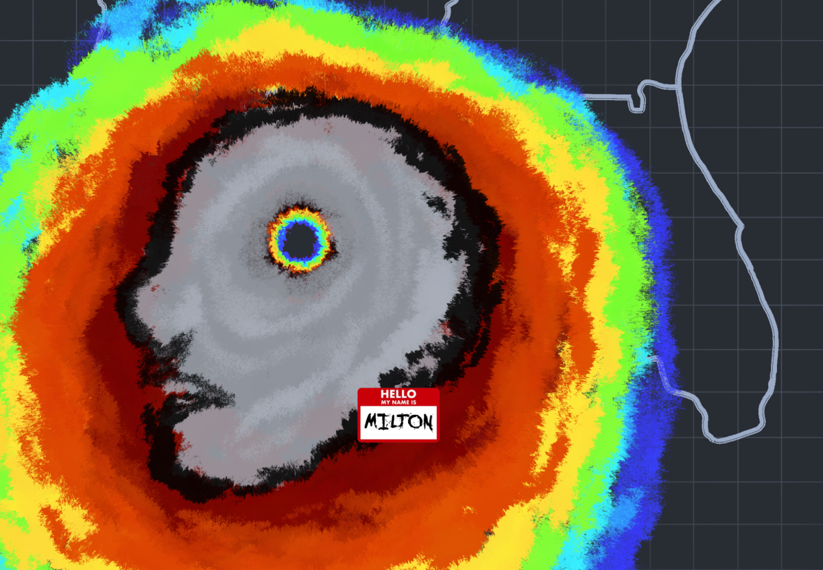 An artist's depiction of Hurricane Milton's approach the the US. 