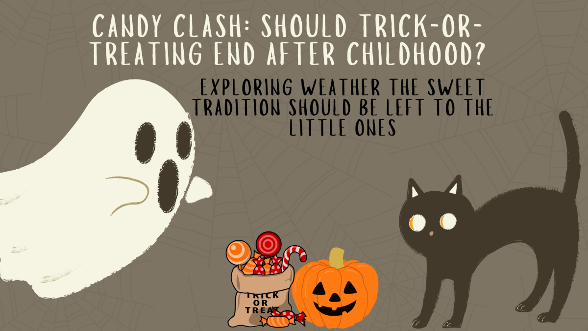 Debating whether or not teens should be able to enjoy the tradition of trick-or-treating. 