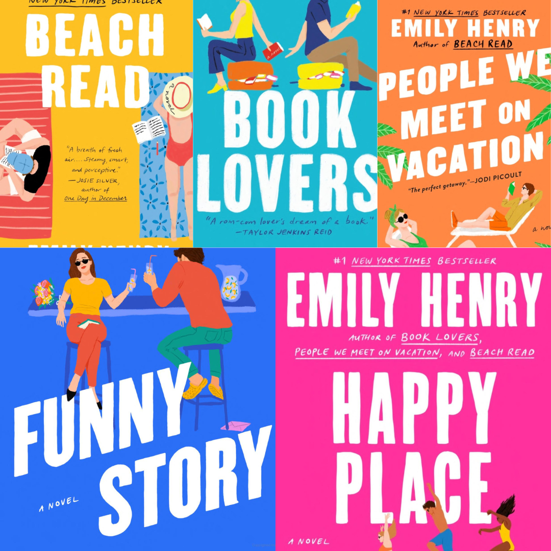 Emily Henry uses a similar look for all her adult romance book covers. (published by Penguin Random House)