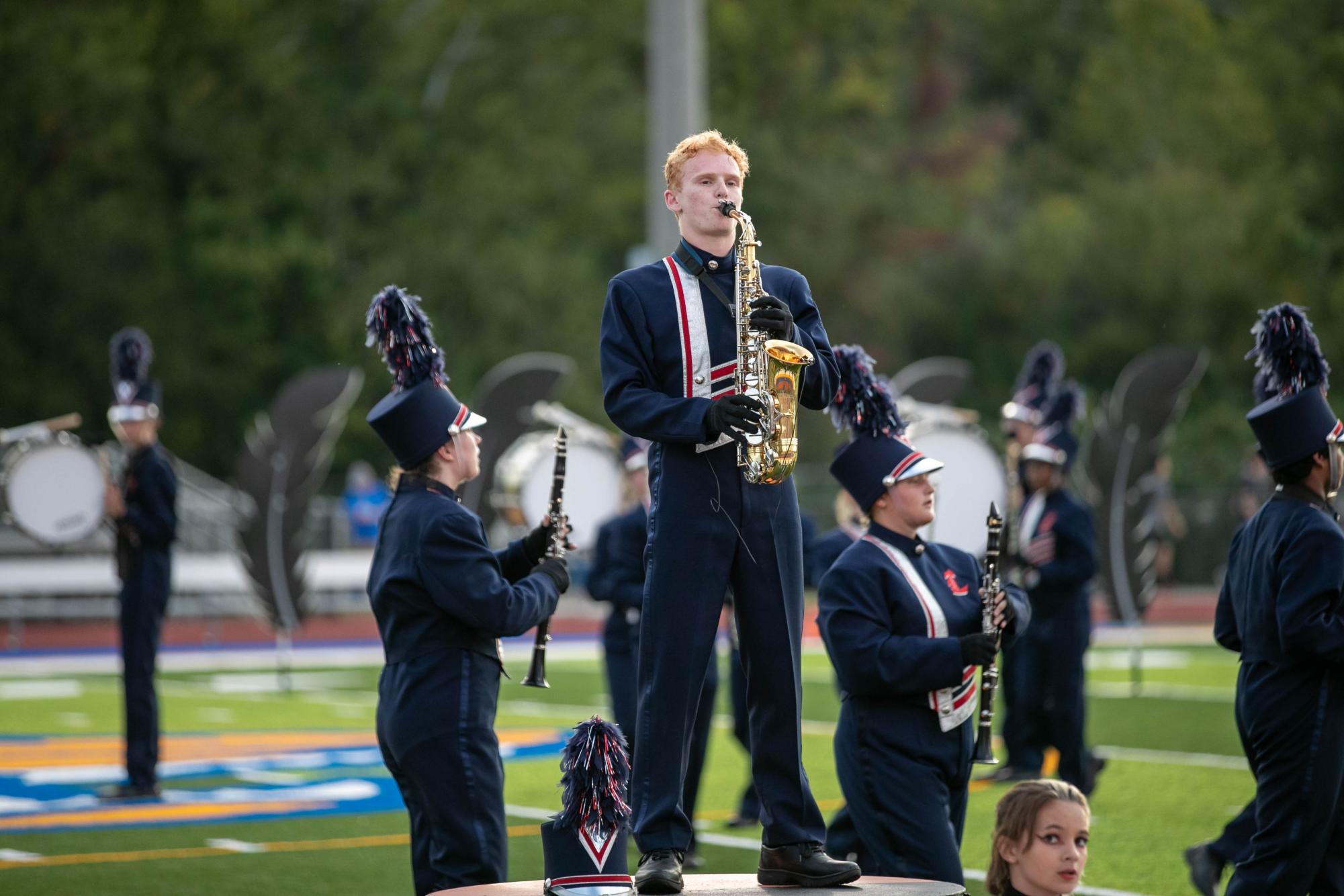 Connor Velleca (11) plays his solo in movement two at Seckman Multi Competition. 