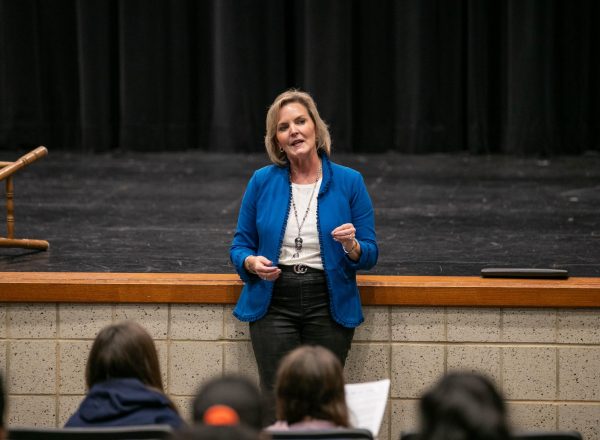 Tina Asher, career development coach, gives a lecture on interview etiquette.