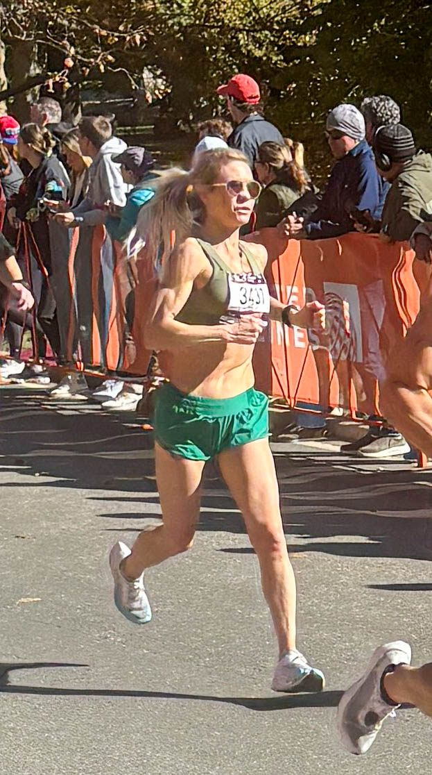 Mrs Hall runs very strong during the New York City Marathon 