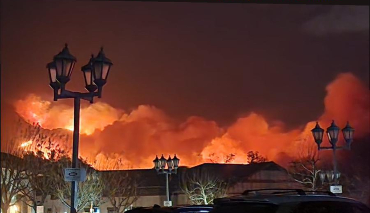 Lynda Bonviette's view before leaving her home to get safely away from the fire.