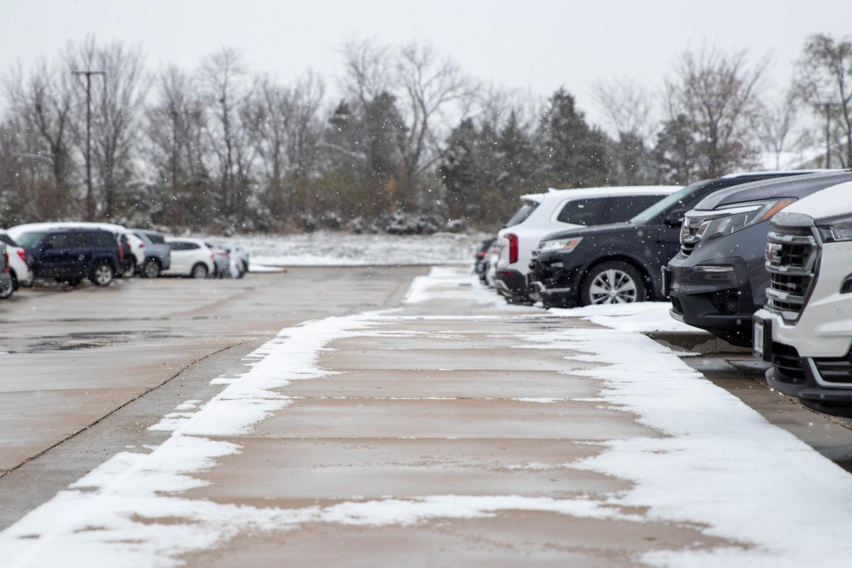 Snow begins to cover sidewalks and cars as the snow picks up on Dec.2. 