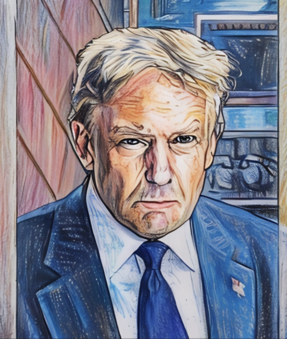 A drawing of President Donald Trump’s official presidential portrait.