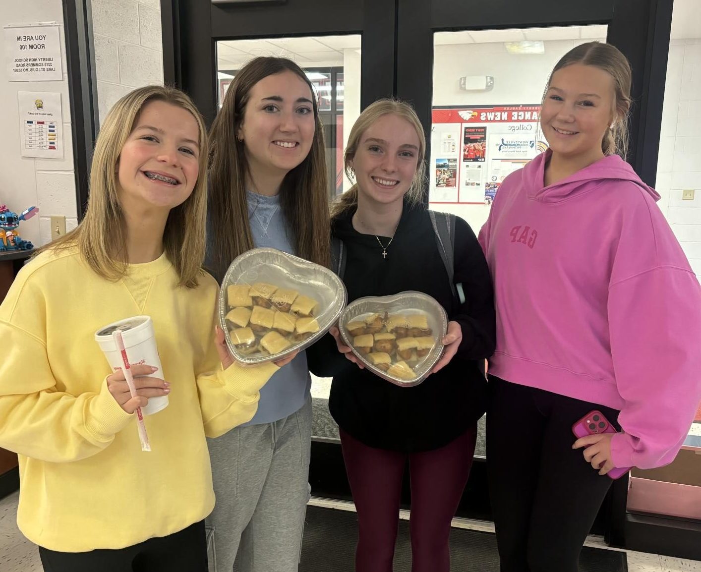 Kaleigh Reitzner and friends receive Chick-Fil-A Heart Tray. 