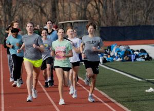 Multiple freshman hit the track to run a distance workout on March 6.