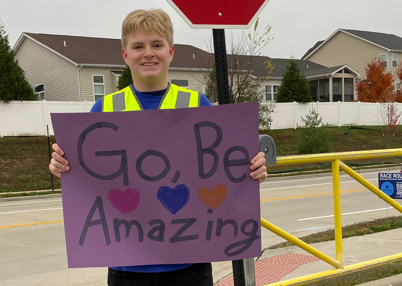 Milo Weston volunteered alongside Key Club at the Lucy Strong Charity Run last November, encouraging and guiding runners in the right direction.