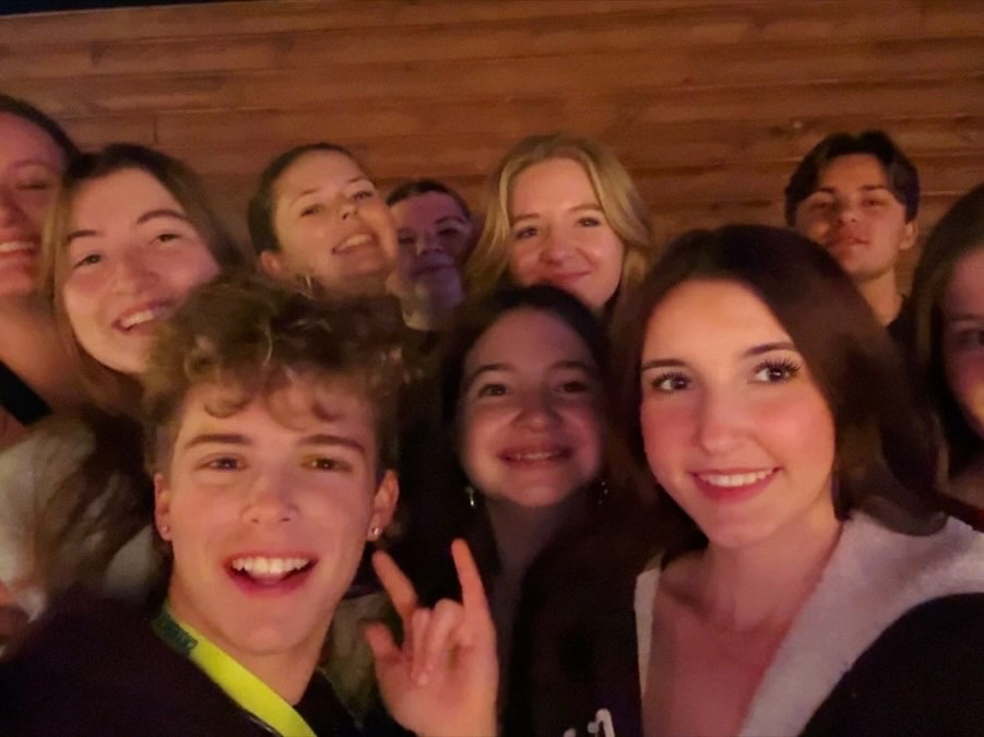 Publications students pose after watching singer Steven Bosco on Friday night.