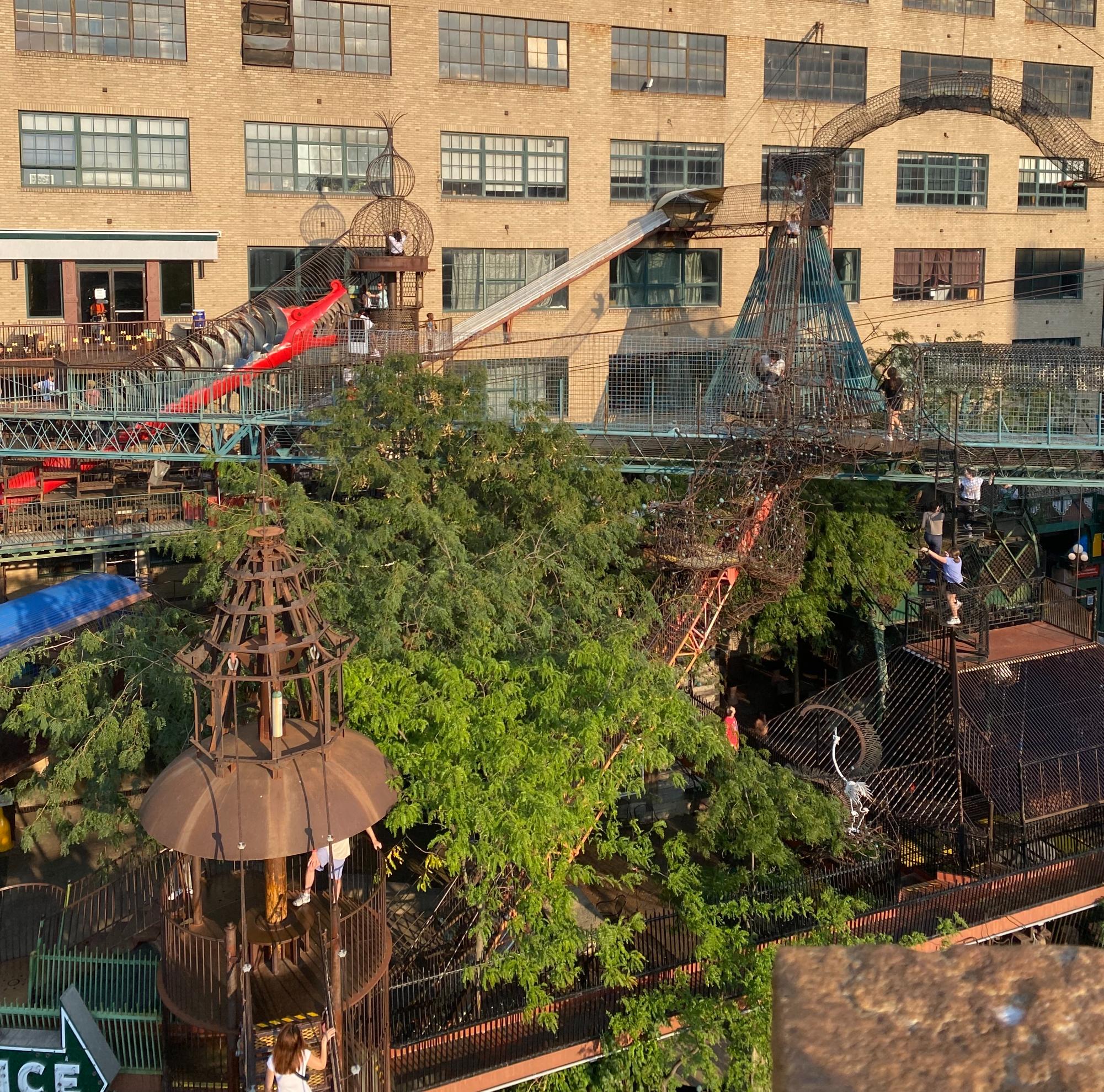 The front of the outdoor climbing portion of City Museum.