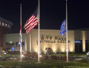 The Wentzville City Hall at night. The government shutdown ended on Nov. 12, lasting over 43 days.