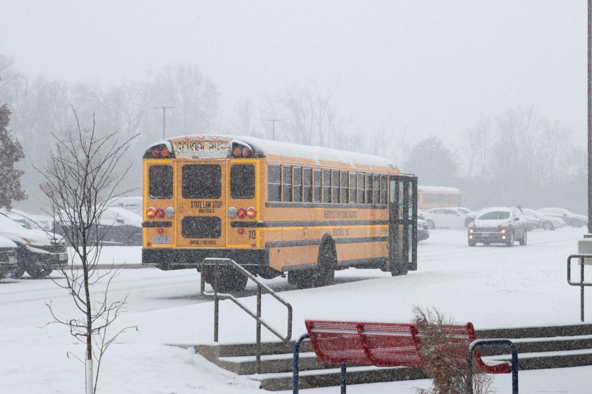 Bus 10 sits waiting for students to load on.