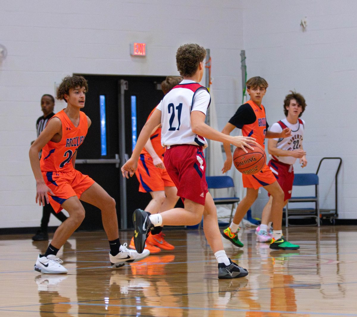 Brayden Peck (9) dribbles the ball during a game against North Point. 