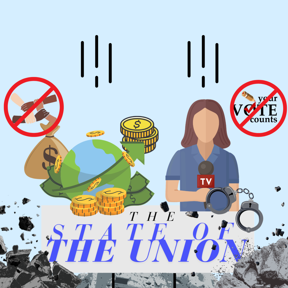 The state of the union is now weak because of crushing things like the economy and prosecution of journalists. 