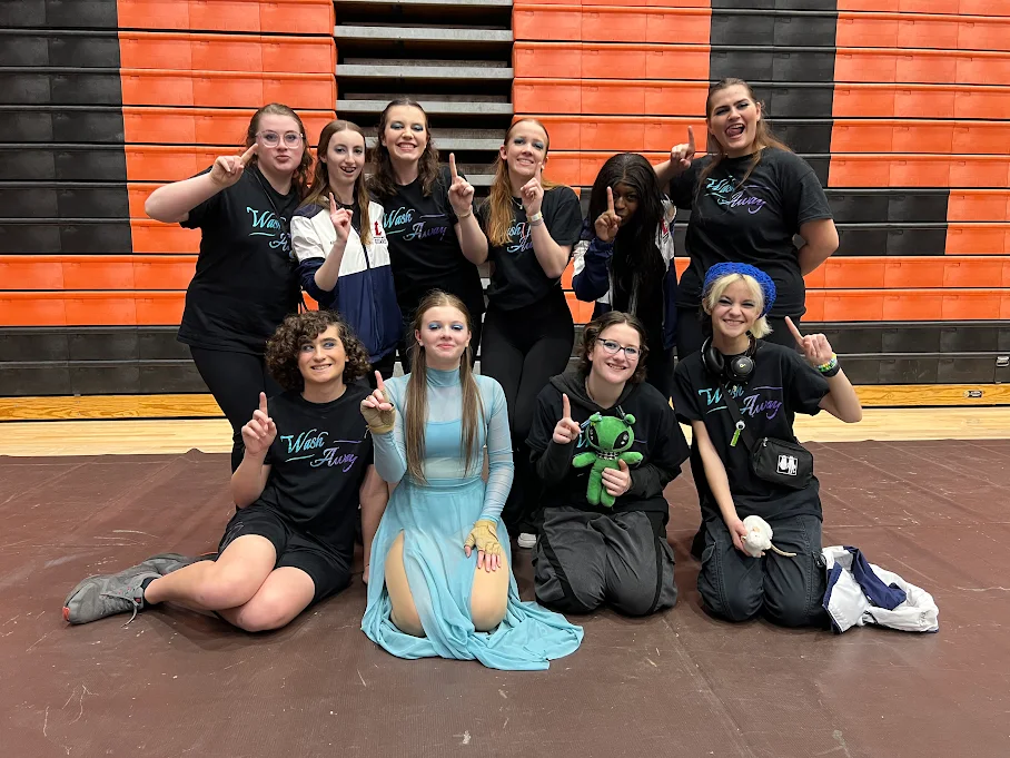 The winter guard team gathered all together at Edwardsville High School in anticipation for their upcoming competition.