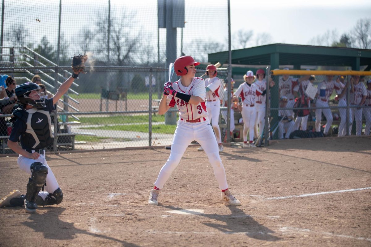 Owen Wicks (9) prepares to bat at a home game. 