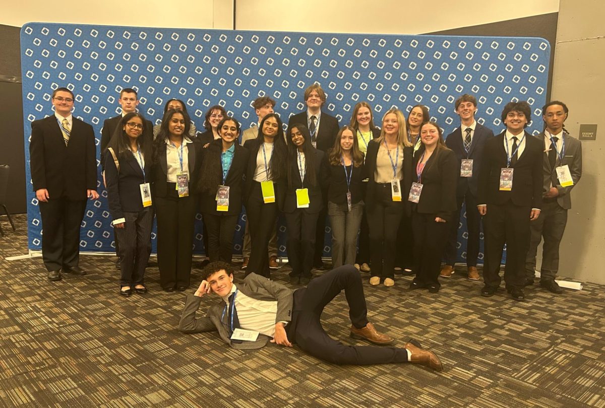 Liberty's DECA members take a moment for a photo at the state competition over spring break. 