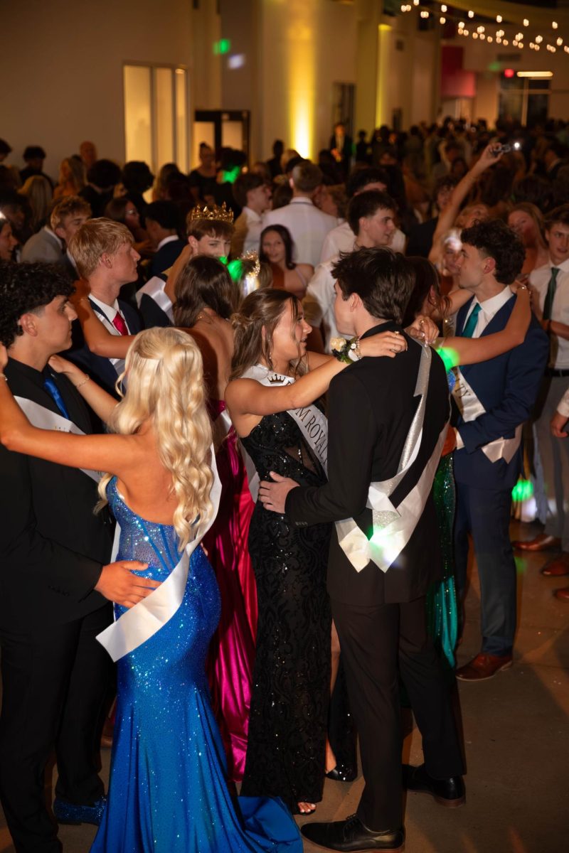 Noah Johnson (11) and Adalyn Vinyard (11) after being named prom prince and princess.
