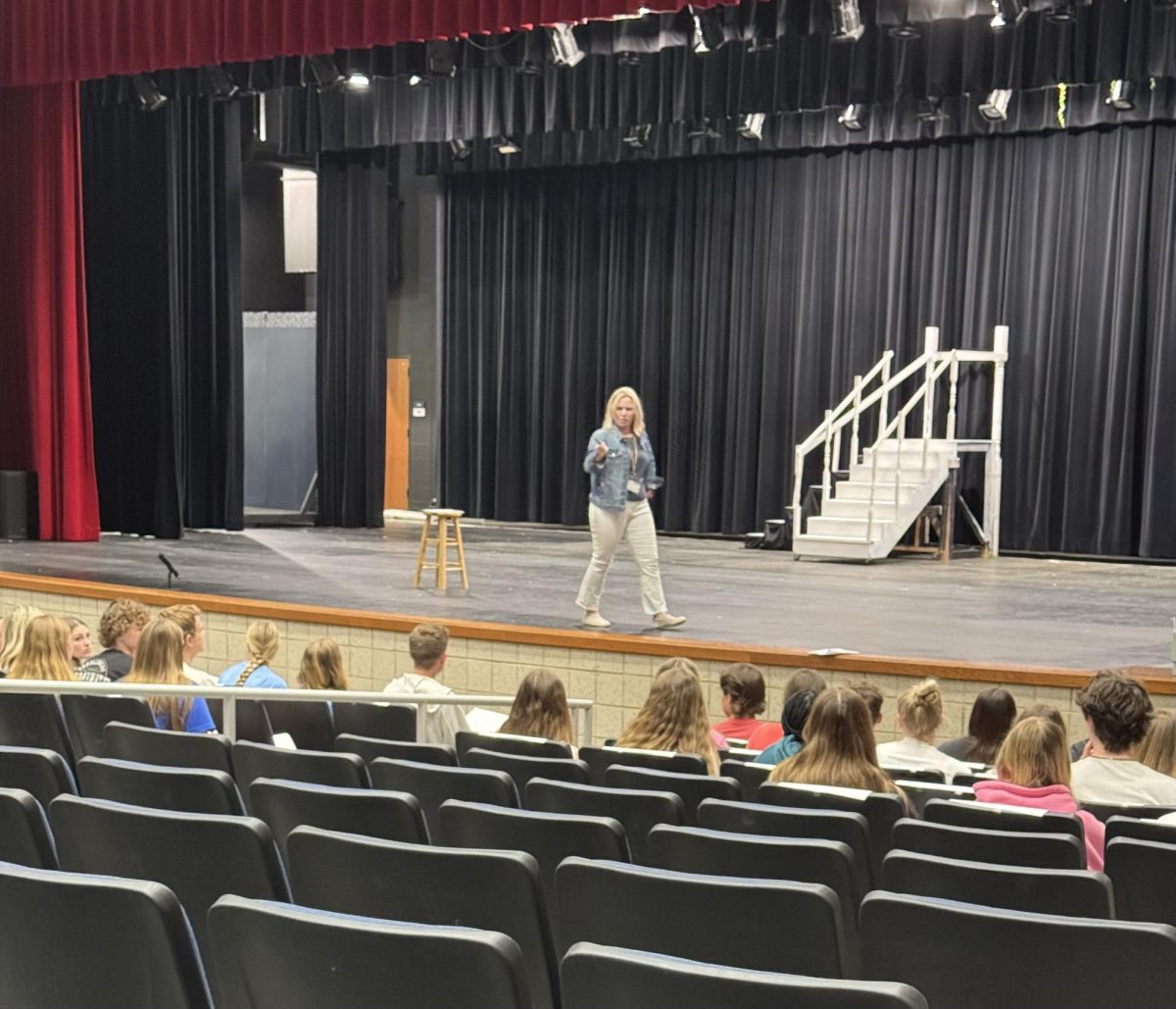 Mrs. Michelle Gerringer explains to the incoming National Honor Society members all there is to know about NHS and the induction ceremony.