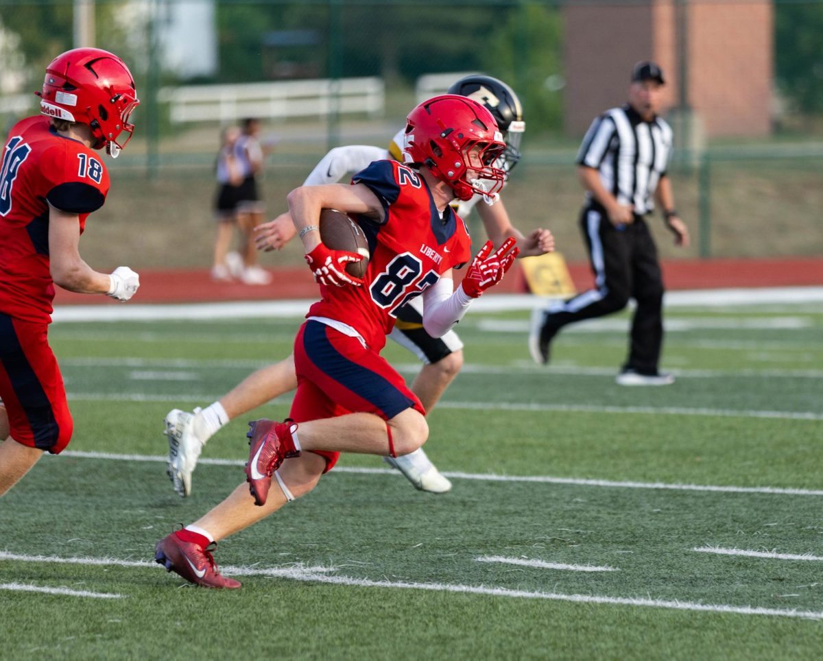 Brayden McGowen (9) runs down field with possession of the ball during a game against Zumwalt East. 