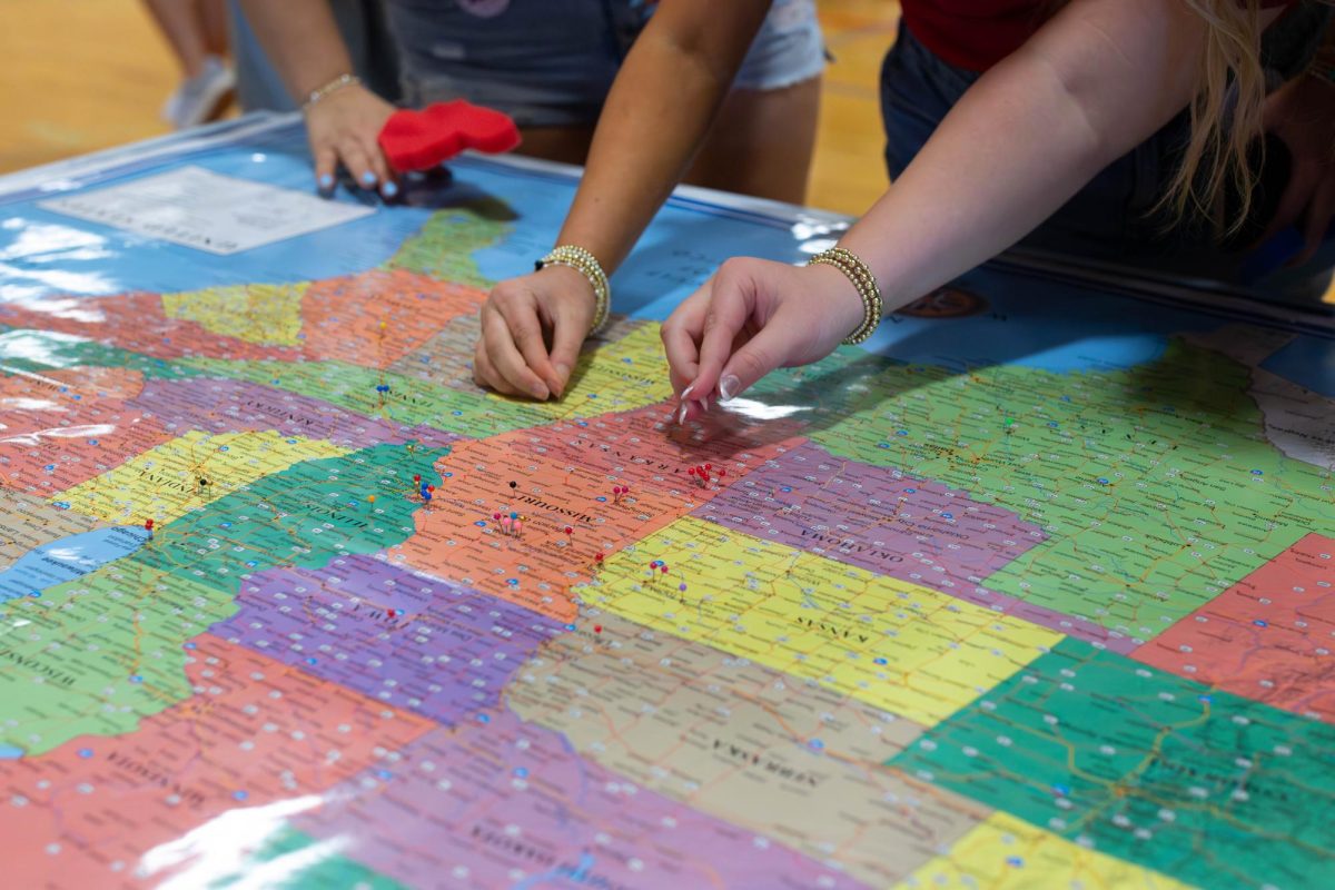 Class of 2026 seniors place their pin on where they are taking the next chapter of their life, whether its college or somewhere else. 