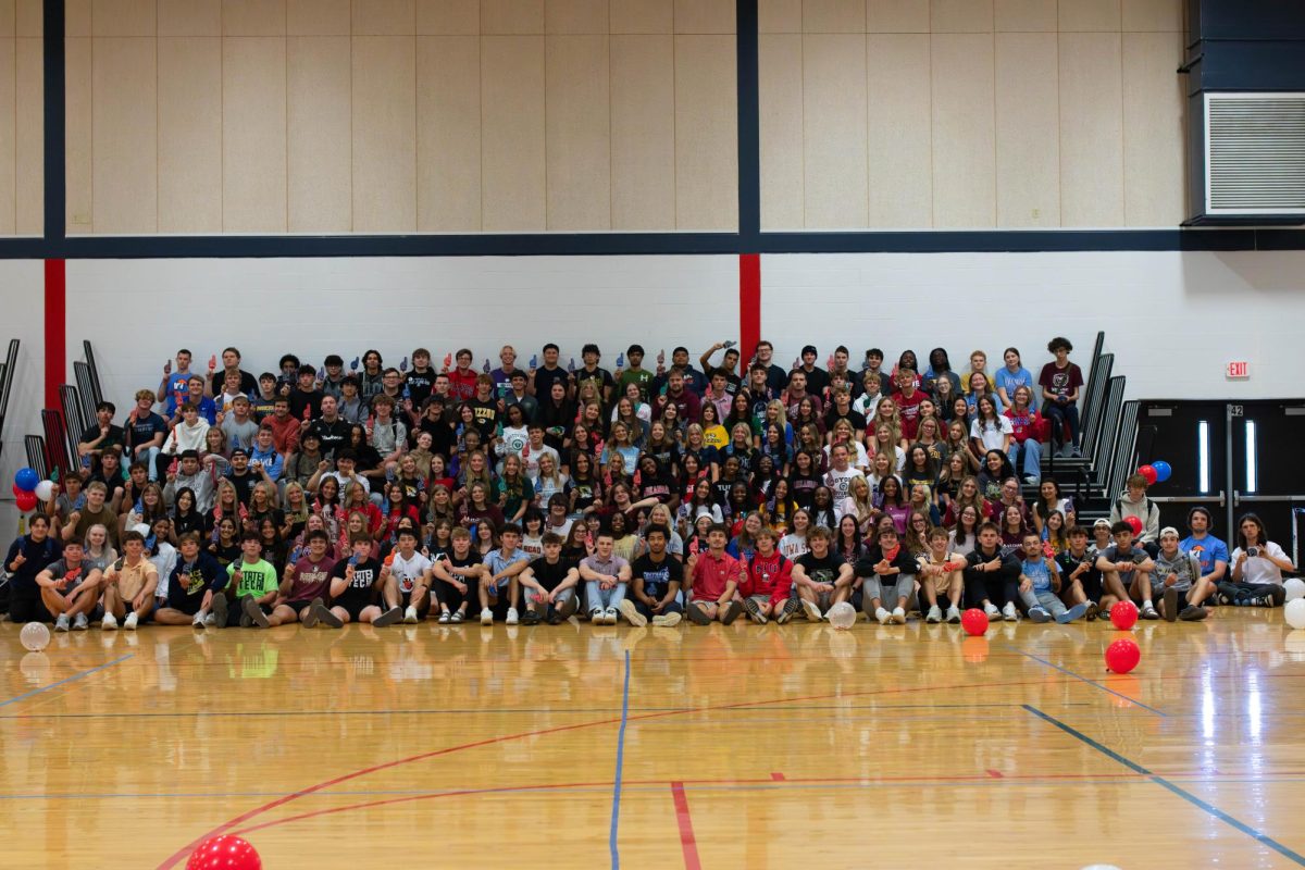 The Class of 2026 Seniors dressed out in their college gear and foam fingers.
